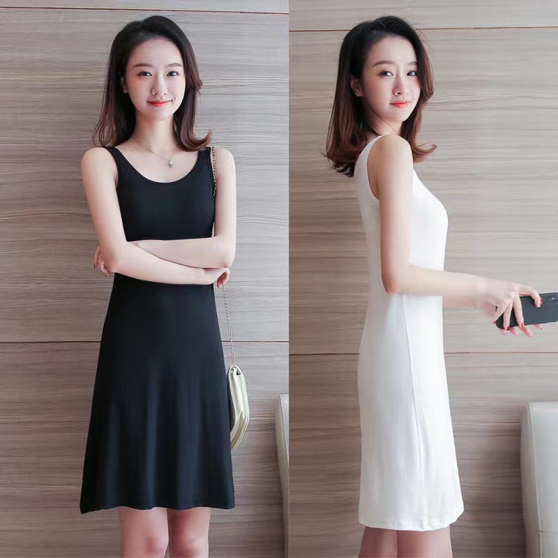 In stock summer dress women's camisole mid-length slim fit anti-exposure A- line skirt versatile bottoming skirt