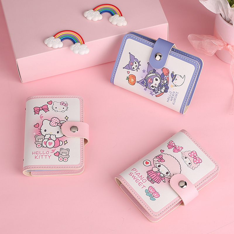 Cartoon Cute Student Card Holder Women's Ultra-thin Large Capacity Driver's License Multi-Card Holder Portable Wallet Kt Cat Snap