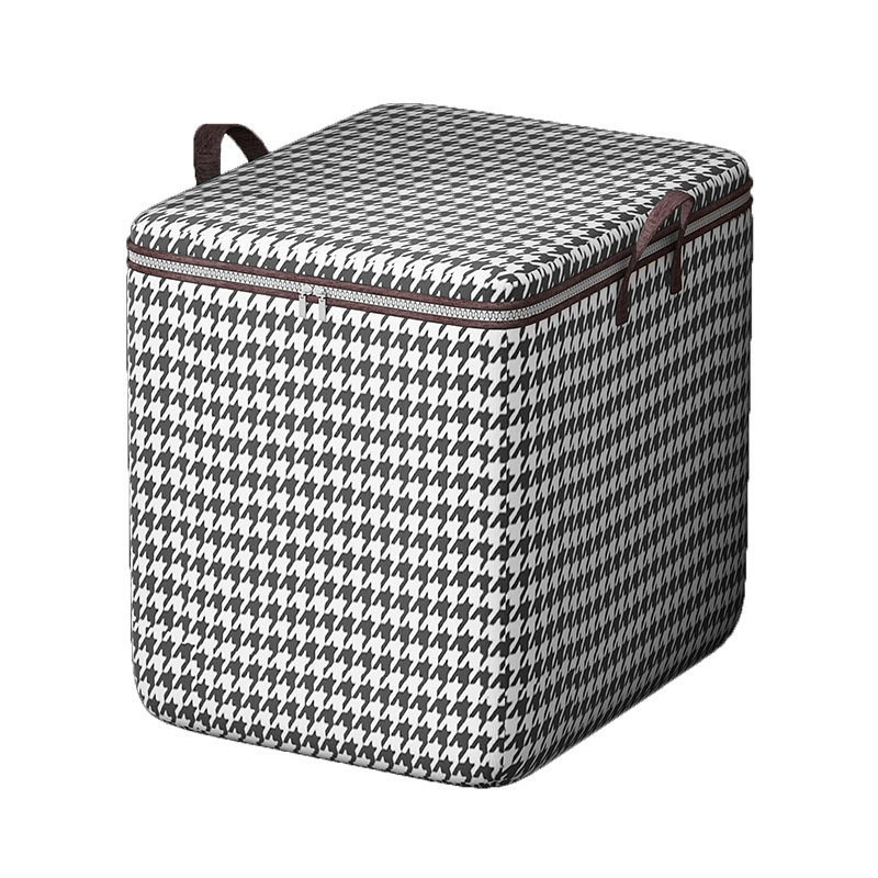 Quilt Clothes Storage Bag Large Capacity Houndstooth Storage Box Moisture-proof Mildew-proof Non-woven Fabric Moving Packaging and Finishing Bag