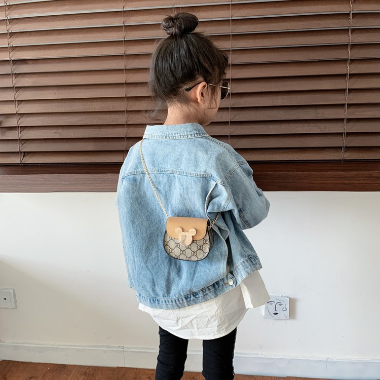 Children's cute cartoon small backpack for girls, baby, fashionable chain single shoulder crossbody bag for princess girls, children's trendy bag