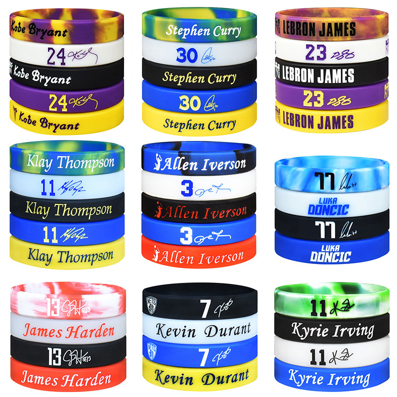 nba star wrist strap Kobe Curry Nick Yang jewelry bracelet basketball sports silicone luminous bracelet wholesale