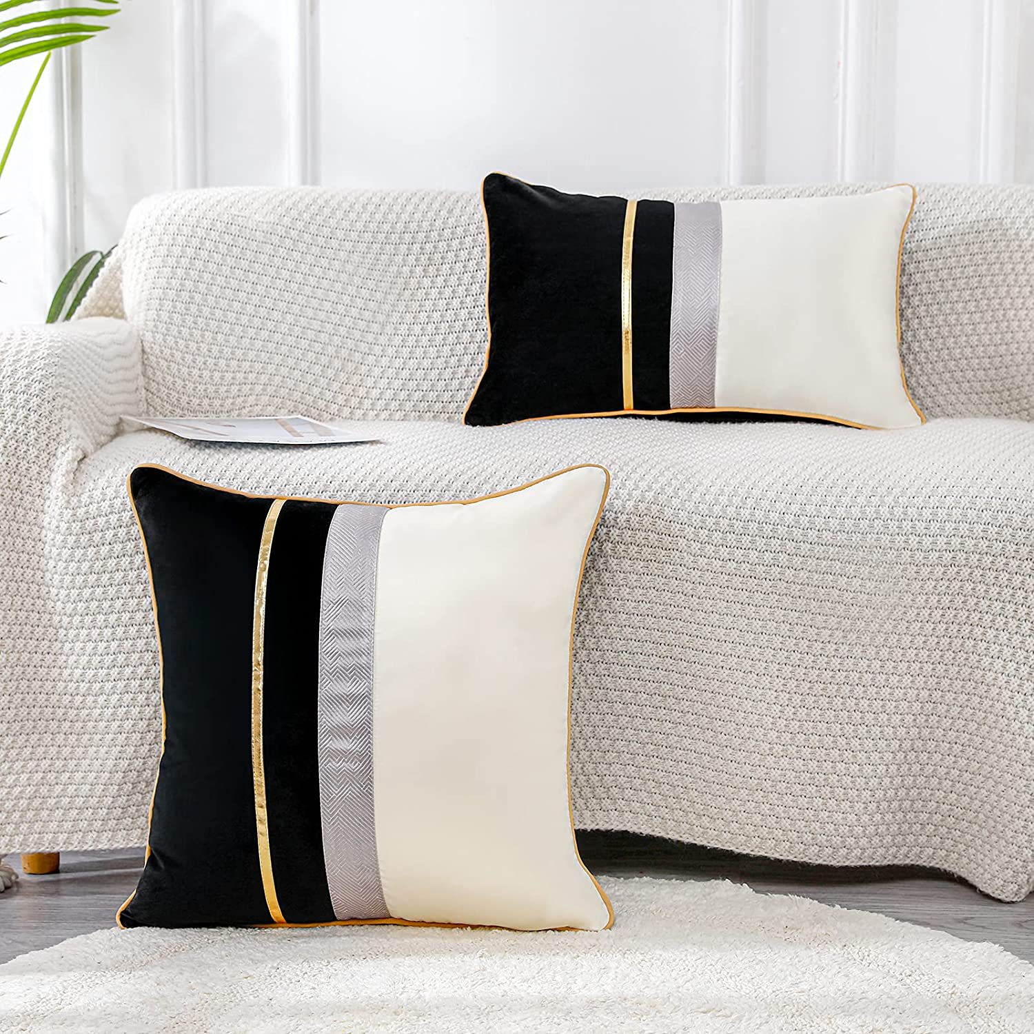 Stitching solid color New Home square rectangular super soft pillow car available modern simple style sofa pillow