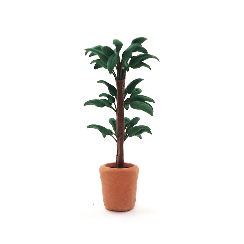 1:12 dollhouse accessories dollhouse mini clay flower indoor plant brazilwood green plant pot model