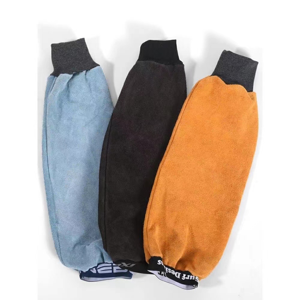 Cowhide Wear-resistant Heat-insulating Welder Protective Sleeve Labor Protection Sleeve with Thickened Long Soft Leather Anti-Martian