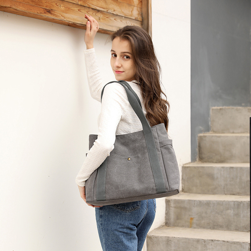 Portable Shoulder Bag 2021 New Canvas Bag Women's Bag Large Capacity Fashion Bag Women's Artistic Simple Tote Bag
