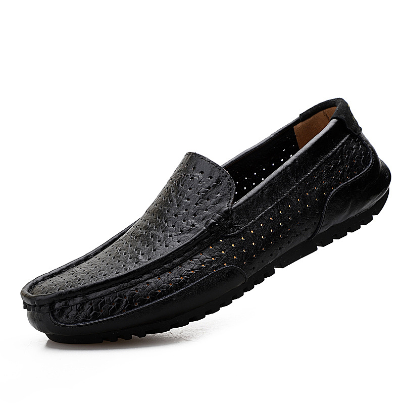 37-47 Large Size Men's Genuine Leather Shoes Casual Leather Shoes Slip-on Men's Driving Shoes