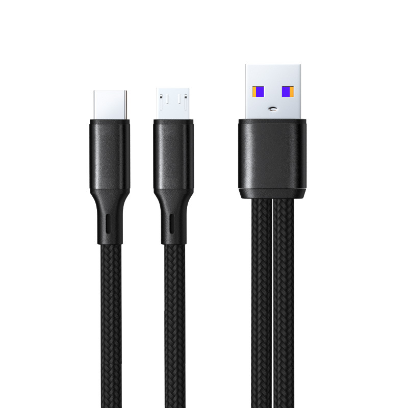 Suitable for 5A one-to-two braided line to support Huawei Xiaomi super fast charging two-in-one braided fast charging line