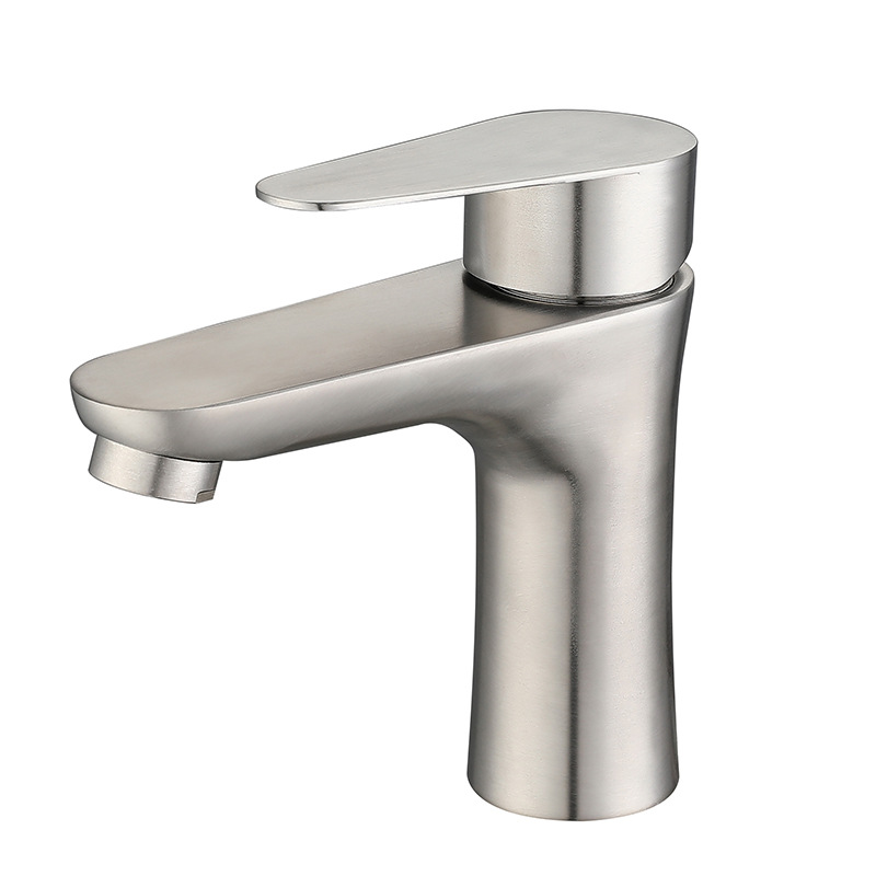 Factory wholesale 304 stainless steel hot and cold basin faucet small waist single cold faucet washbasin faucet