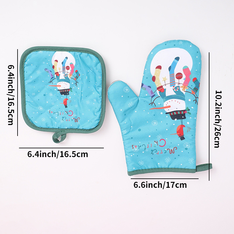 Christmas Anti-scald Heat Insulation Gloves New in stock Snowman Christmas Tree Cartoon Heat Insulation Gloves Anti-scald Baking Gloves