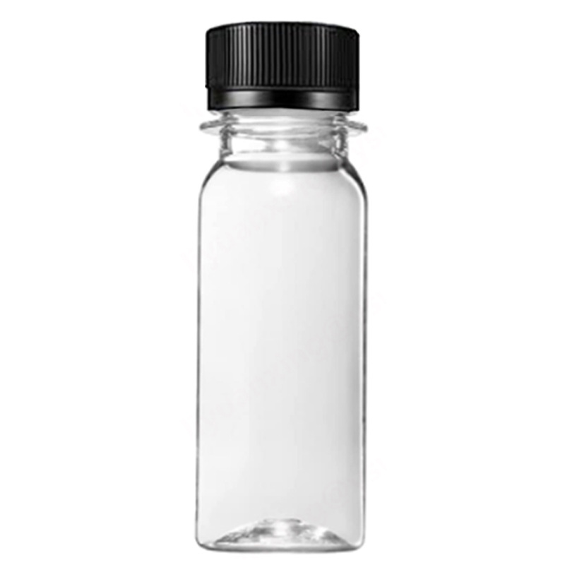 Wholesale 2oz cylindrical plastic juice bottle 60ml transparent beverage container with lid food grade pet material
