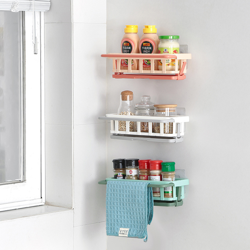 Kitchen Rack Storage Rack Draining Punch-free Storage Rack Wall-mounted Seasoning Shelf Household Draining Basket Sink