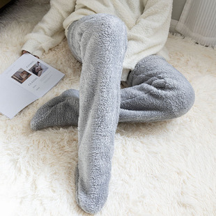 Thick warm long socks for the elderly knee pad sleeping leg pad for the old cold leg fleece-lined foot pad for autumn and winter over the knee