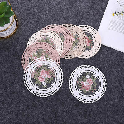 Coaster European-style lace vintage embroidery shooting props ins desktop decoration hollow tea set accessories insulation tablecloth