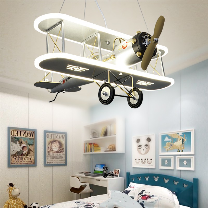 Creative led children's aircraft lamp boy bedroom room lamp personality smart fashion simple cartoon chandelier lamp