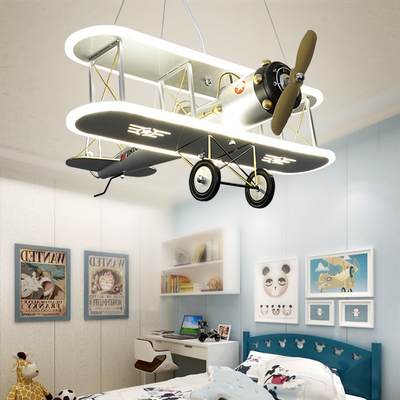 Creative led children's aircraft lamp boy bedroom room lamp personality smart fashion simple cartoon chandelier lamp