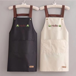 Apron Household Kitchen Waterproof and Oil-Proof Work Clothes Logo Printing Custom Women's Summer Thin Dining Waist