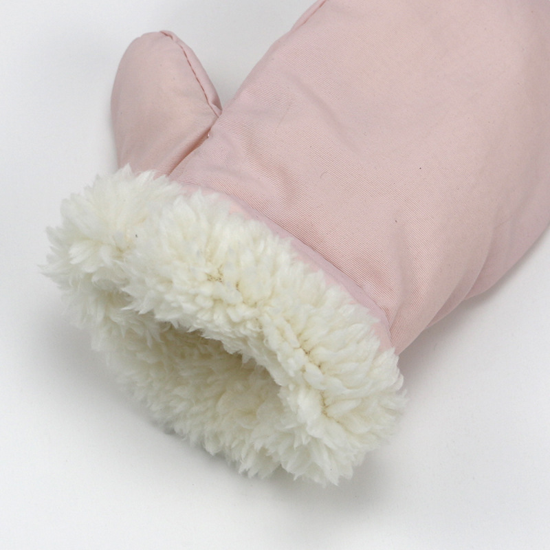 Children's autumn and winter solid color gloves warm winter baby gloves velvet padded anti-freeze hand ski gloves