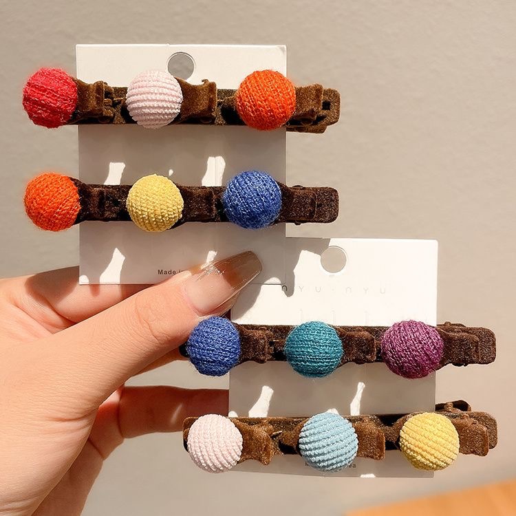 Solid Color Flocking Internet Red Hairpin All-match Bangs Side Clip Braided Hair Duckbill Clip Hairpin Headwear Internet Red Broken Hairpin