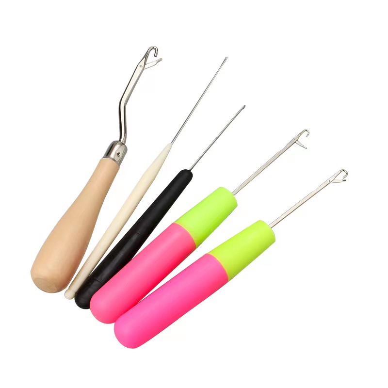 Wig with Tongue Handle Knitting Crochet Sweater Hook Dirty Braid Hair Extending Crochet Wig Knitting Tool Set