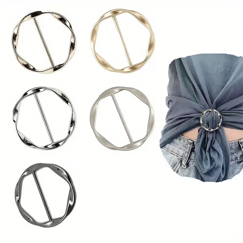 2024 Spring and Summer T-shirt Silk Towel Buckle Corner Knot Buckle Clothes Hanging Skirt Tie Clothes Artifact Waist Buckle Waist Buckle Belt Buckle