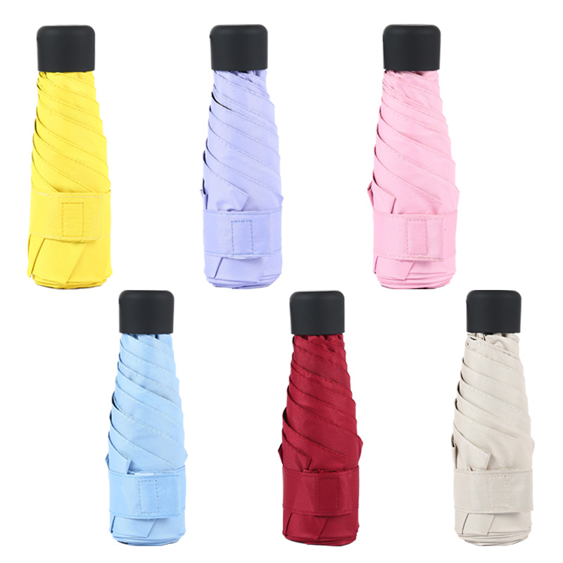 Sunny Umbrella Black Rubber Sunscreen Sunshade Ultra-light Small Pocket Mini Umbrella Women's Manual 50% Folding Pocket Sunny Umbrella