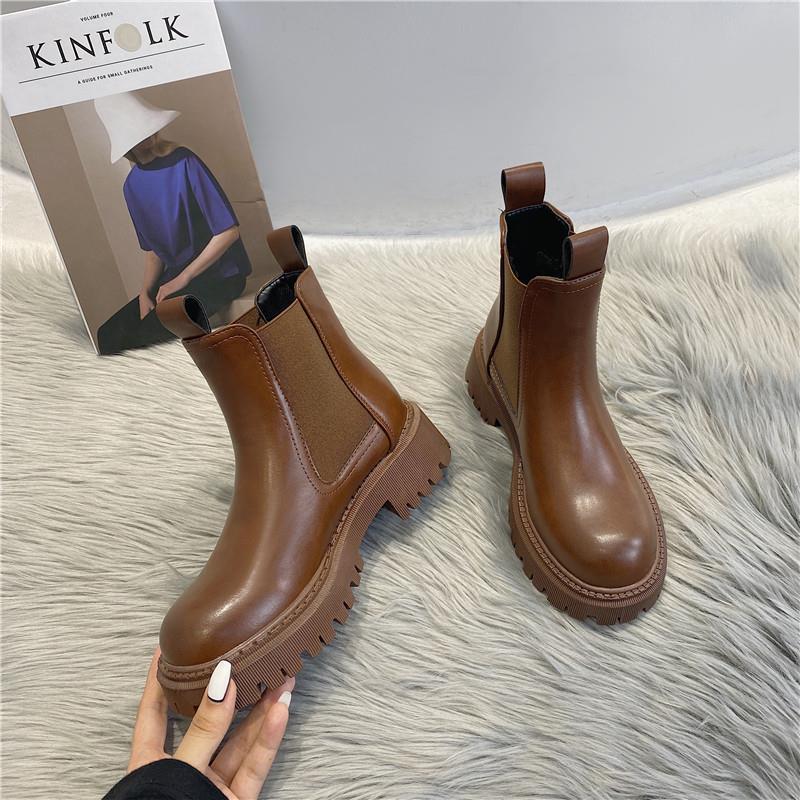 Cigarette Boots Martins Women's 2023 New Autumn and Winter Velvet Thickened Bottom Explosions Smoke Tube Chelsea Thin Ankle Boots