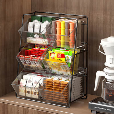 Tea Bag Storage Box Coffee Capsule Storage Office Tea Room Table Milk Tea Sorting Plastic Storage Rack