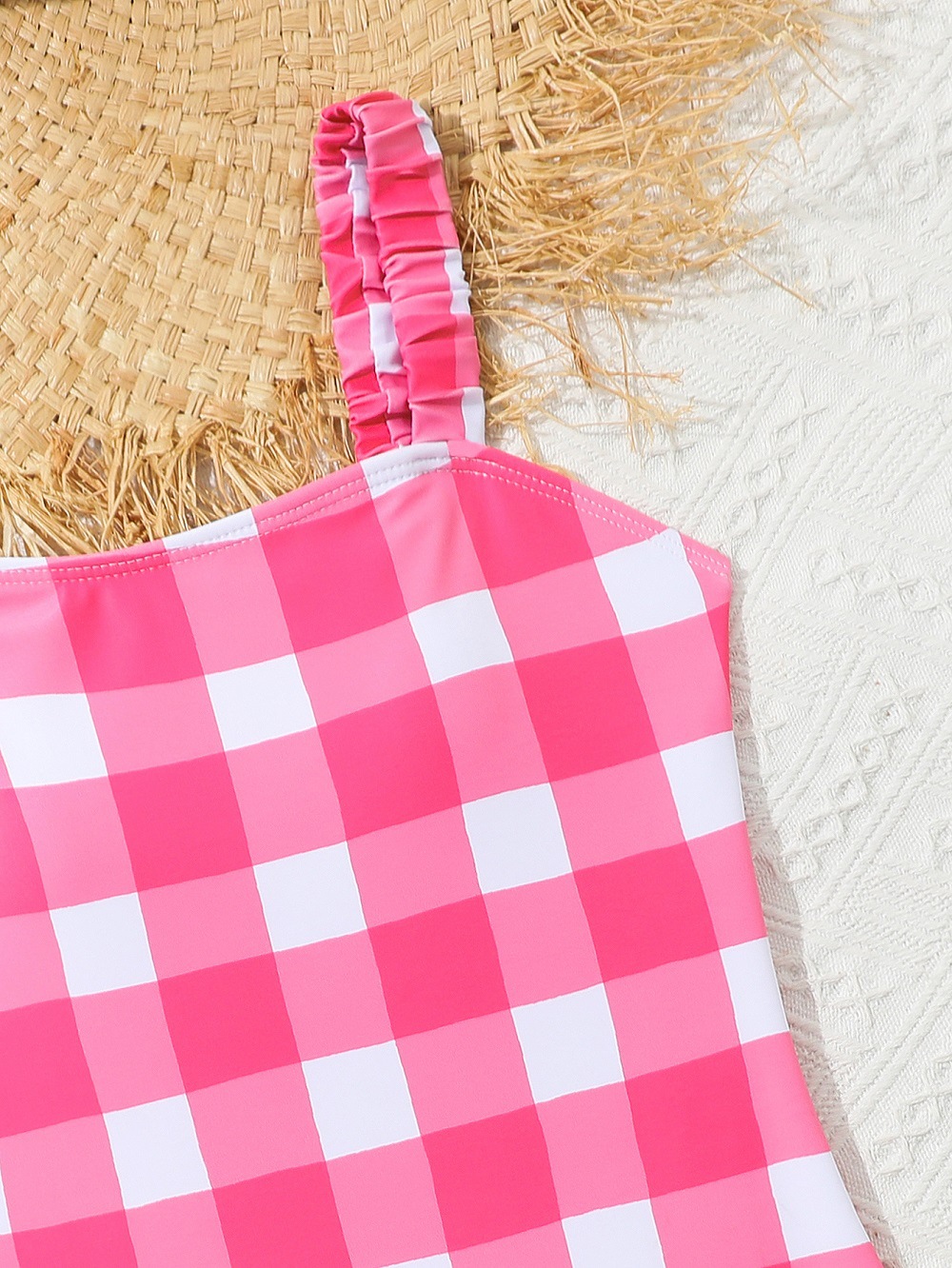 Europe and the United States 2024 new children's swimsuit one-piece plaid professional girls swimwear Amazon bikini in stock wholesale