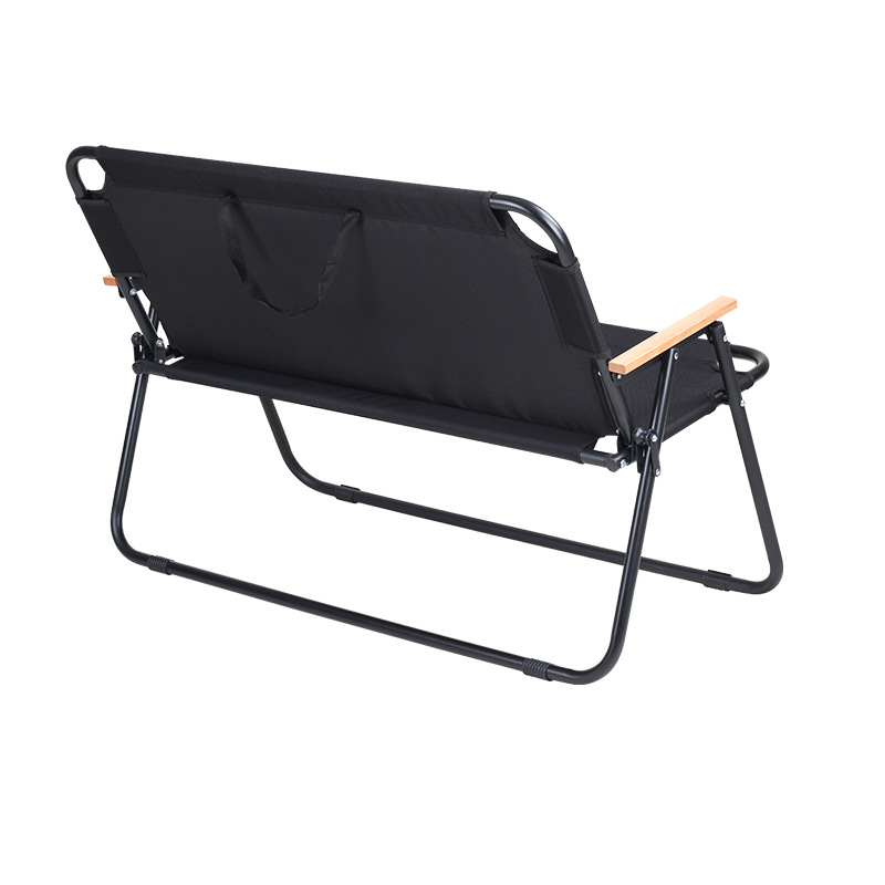 Cross-border Japanese and Korean Oxford Cloth Camping Chair Iron Pipe Spring Chair Leisure Beach Camping Chair Outdoor Double Folding Chair