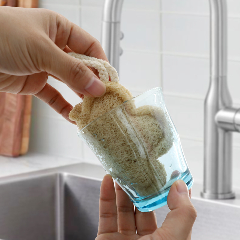 Cartoon loofah sponge dish brush Compressed natural loofah tea pot mat coaster double-sided bath back rubbing bath towel