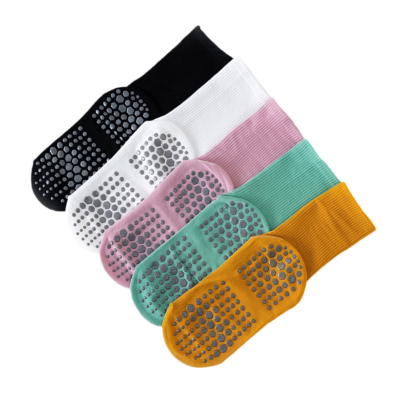 Yoga socks women's solid color mid-calf length socks silicone non-slip professional indoor fitness Pilates sports socks floor socks