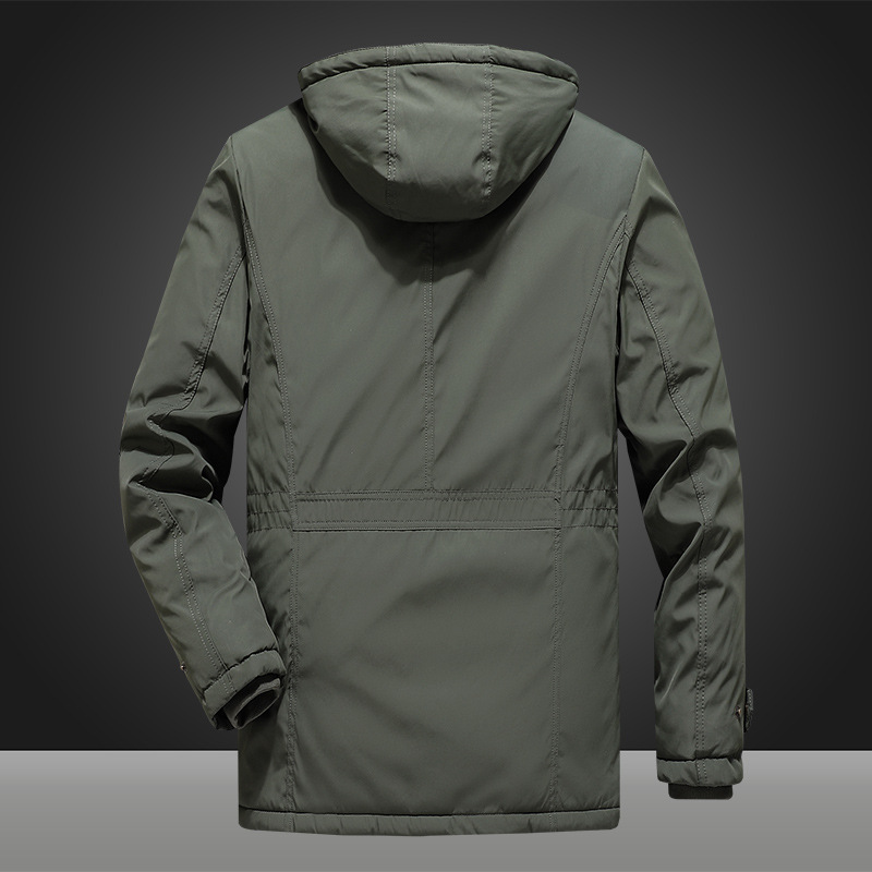 Men's sports outdoor jacket fleece-lined cotton-padded jacket loose mid-length cotton-padded jacket casual cotton-padded jacket thickened jacket