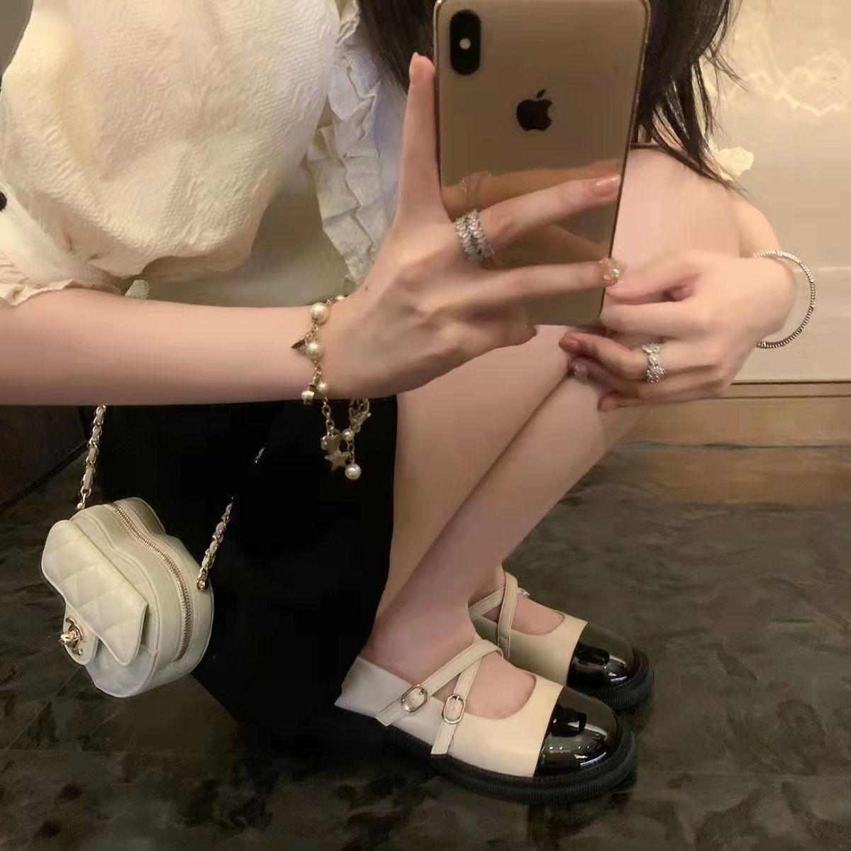 法式瑪麗珍鞋女真軟小皮鞋2023夏季新款仙女配裙鞋子淺口耐磨單鞋