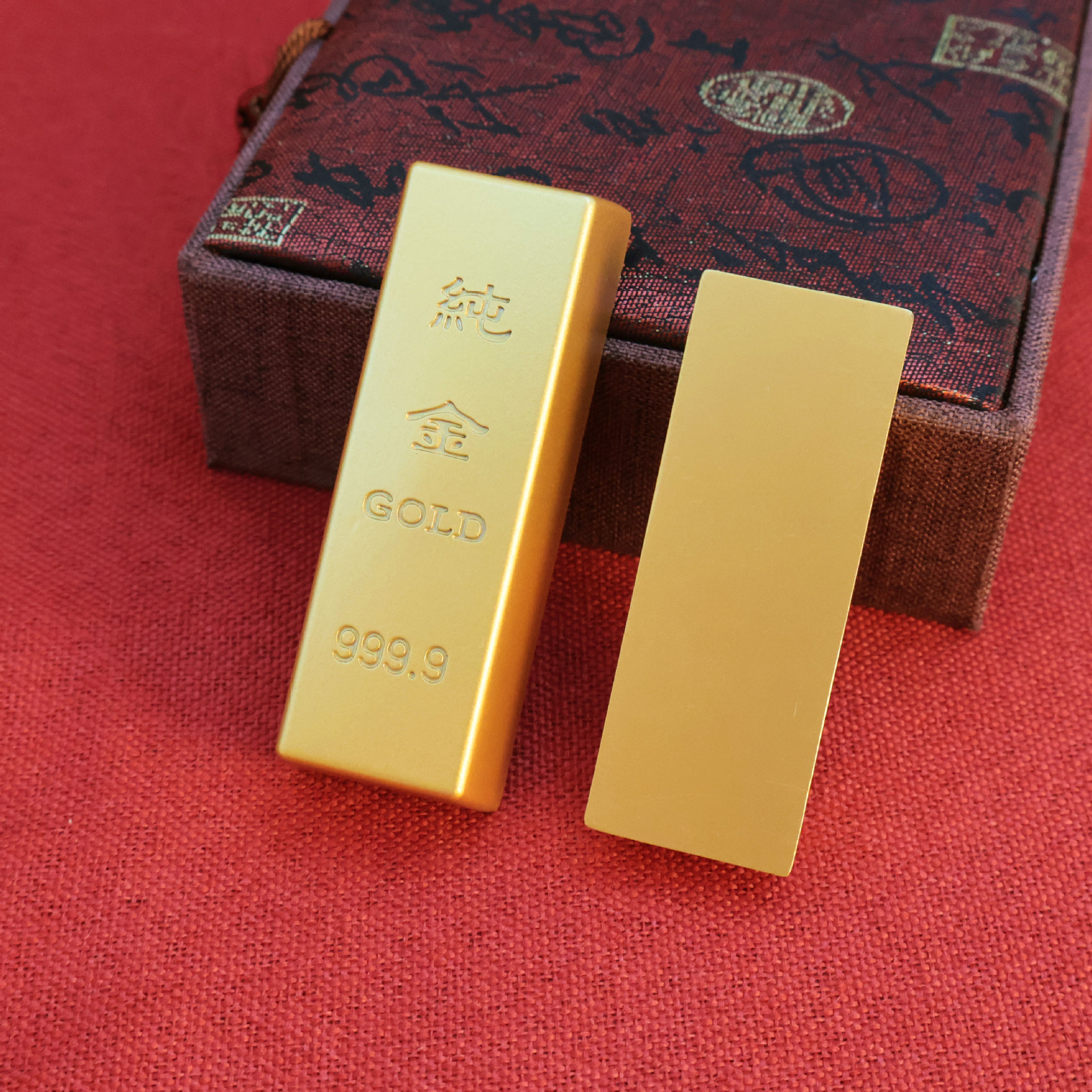 Sand gold bar crafts decoration lucky simulation gold brick solid gold ingot fortune opening gift home accessories