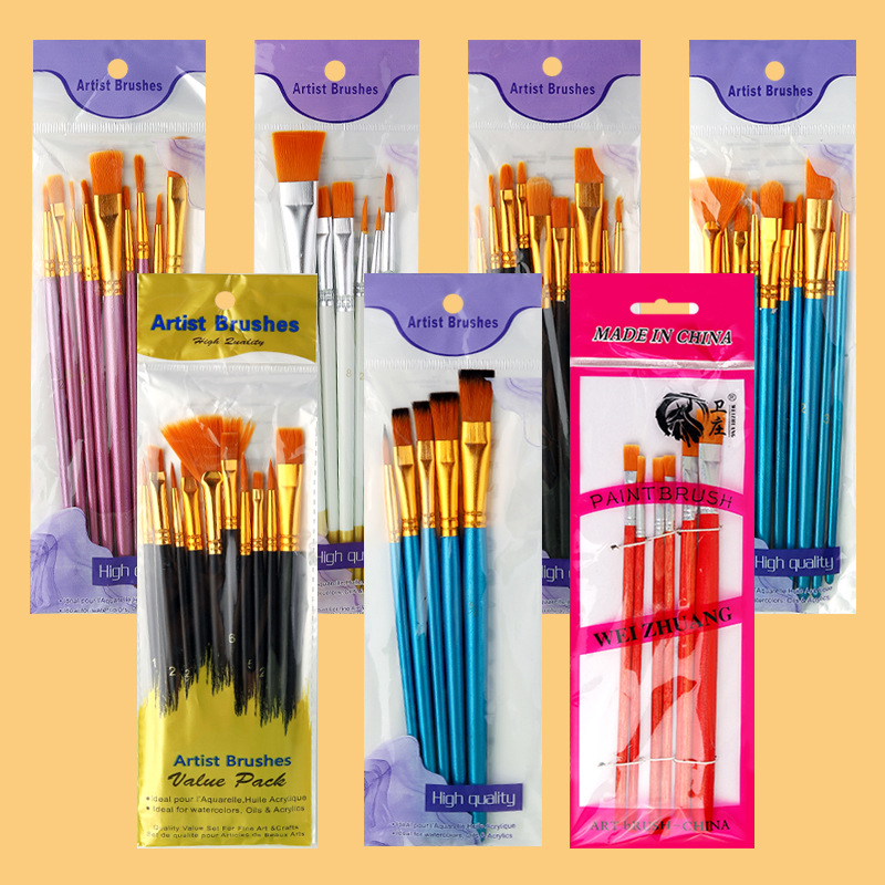 Cross-border nylon gouache watercolor painting brush oil brush suit red Rod Blue Rod Black Rod acrylic paint row pen