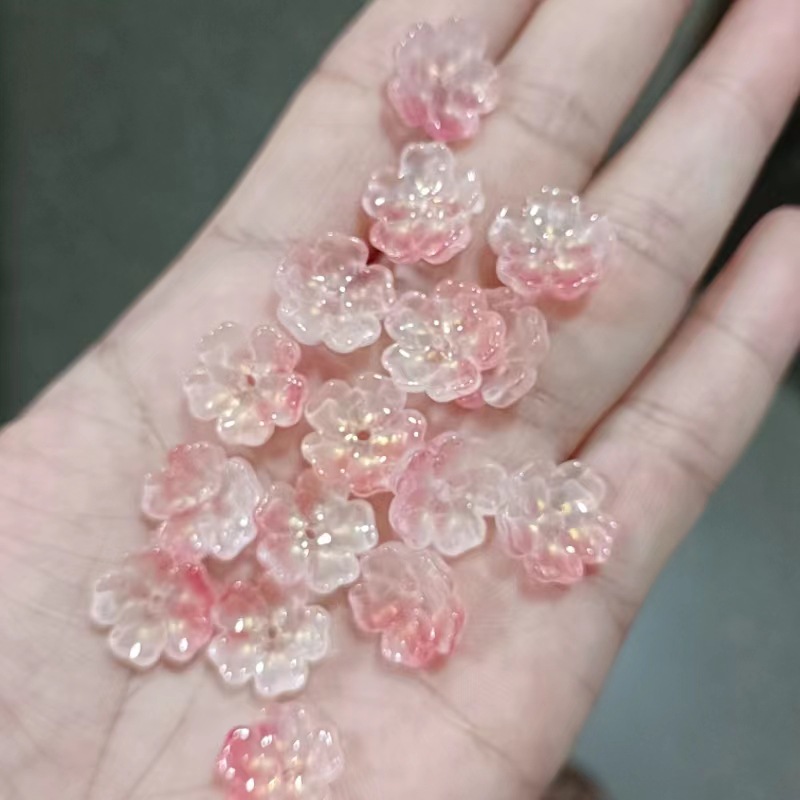 Factory Direct supply diy jewelry accessories Junzi flower glass petals five-petal work plum blossom ancient style flower material wholesale