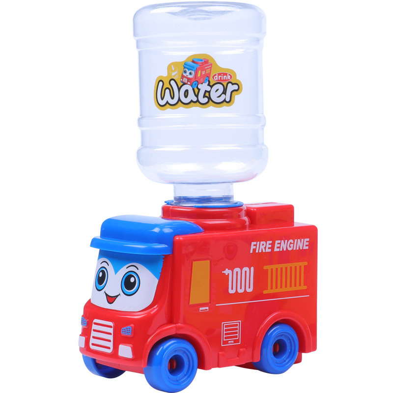Children's Mini Simulation Water Dispenser Fun Play Home Cartoon School Bus Water Dispenser with Cup Press Water Toy