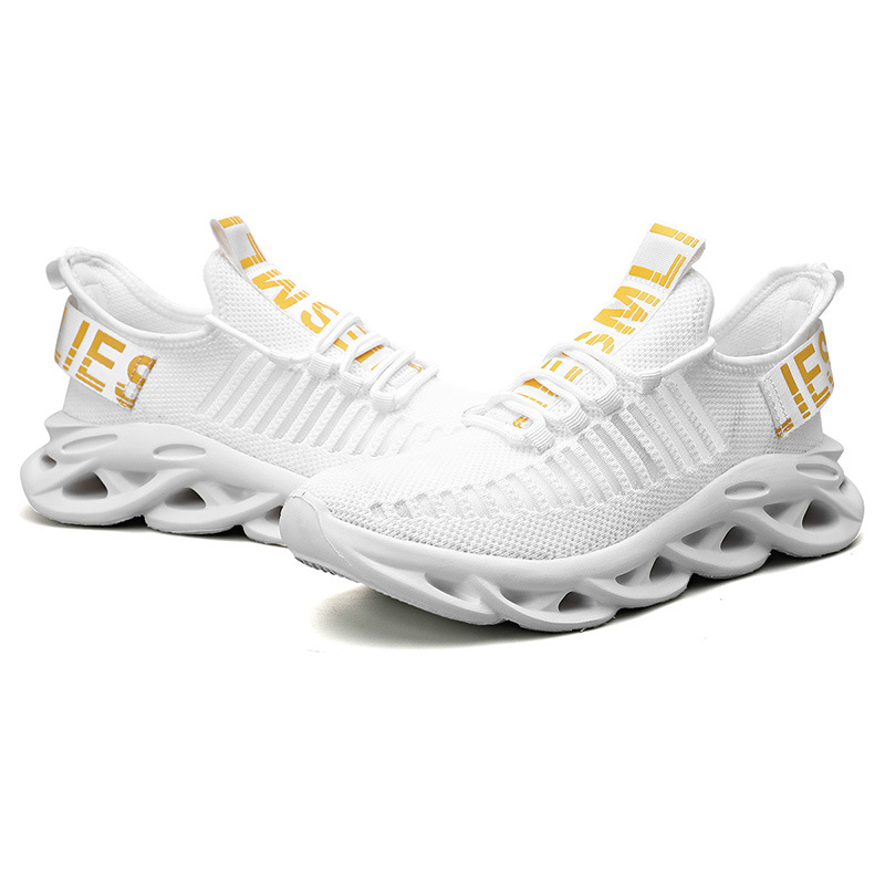 Men's Knife Peak men's shoes spring and autumn mesh flying woven vamp running hollow Korean style plus size sneaker casual shoes