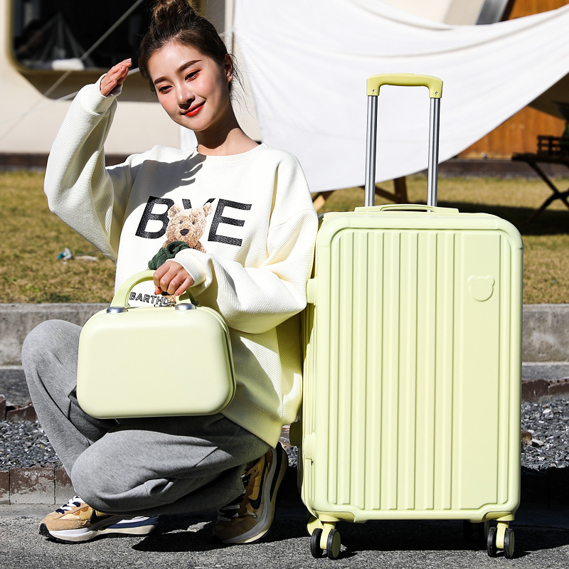 Bear Cute Luggage Case Female Student Mother and Child Travel Trolley Case Leather Children Password Luggage Mute Universal Wheel