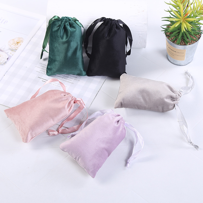 Lisi Velvet Drawstring Bag Jewelry Storage Packaging Bag Spot Printable logo Velvet Drawstring Pocket