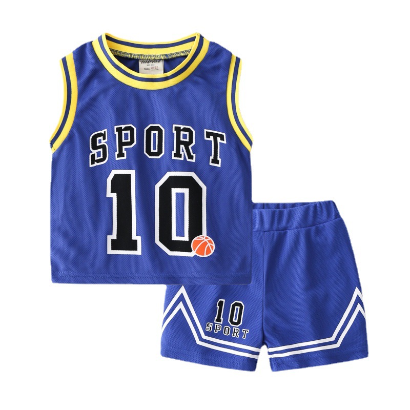 Children's summer sportswear suit 2023 Summer boys suit baby mesh breathable two-piece children's clothing wholesale