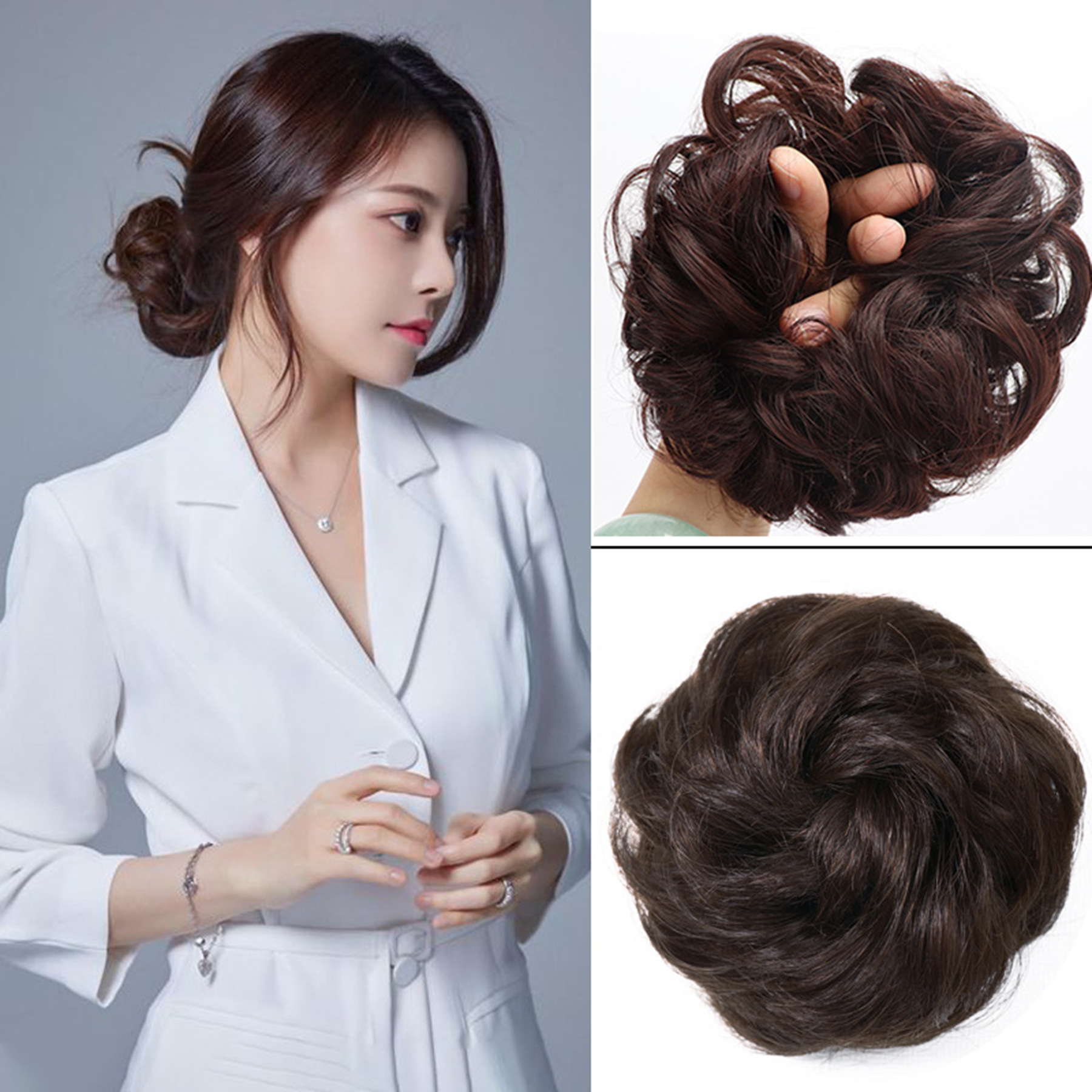 Factory direct supply ring canopy matte high temperature silk curly hair wig ball head rubber band Loose hair curler head flower