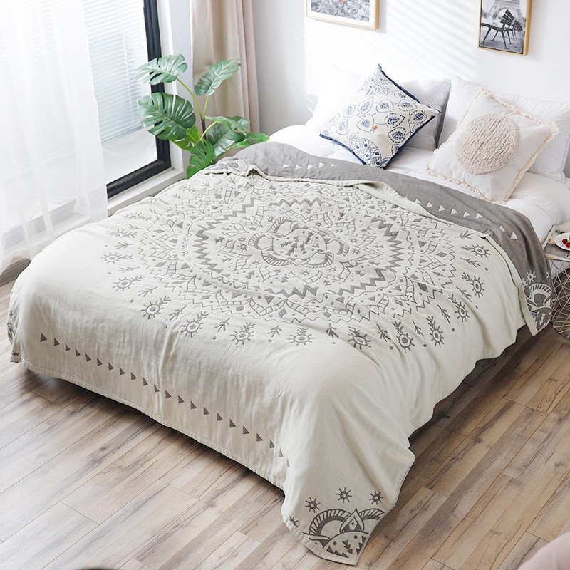 Simple Gauze Thickened Cotton Towel Single Double Nap Modern Sofa Blanket Soft Cartoon Air Conditioning Blanket Summer Cool