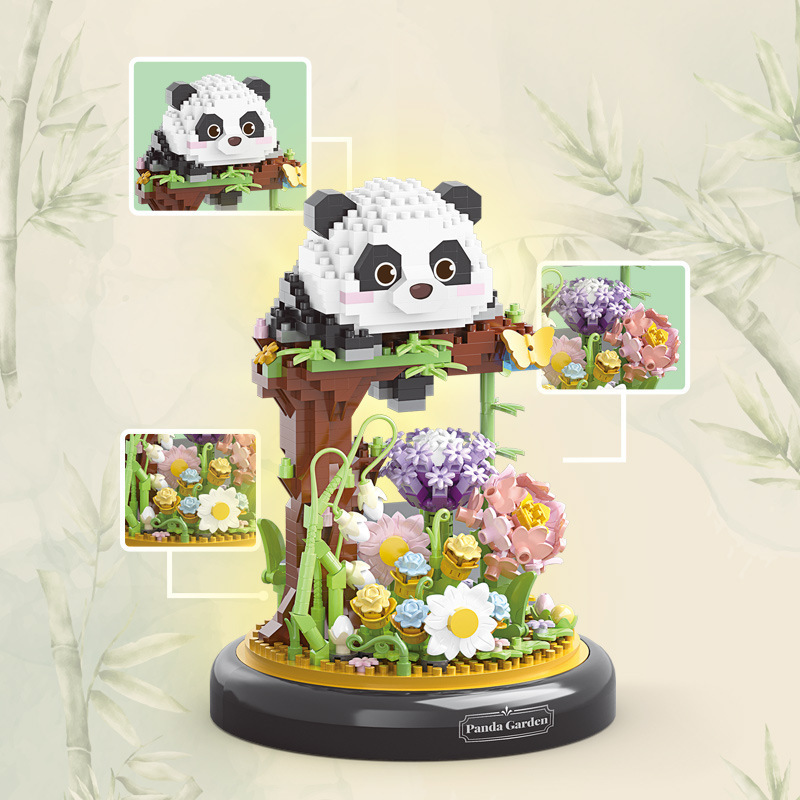Yugao Creative Garden series panda Owl small particle puzzle assembling building blocks toy model decoration gift