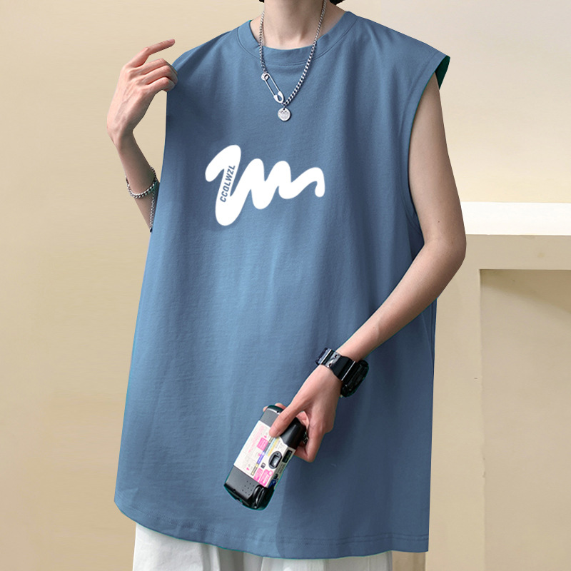 Factory Direct Basketball Vest Men's Summer Thin Loose Large Size Outer Wear Sleeveless T-shirt ins Hong Kong Style All-match T-shirt