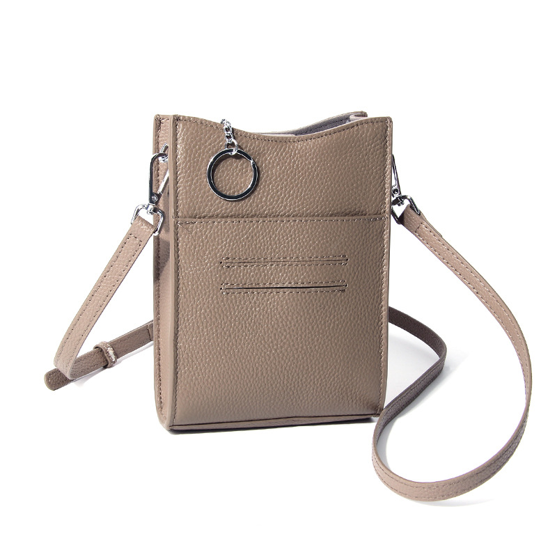Japanese-style genuine leather mobile phone bag crossbody mobile phone bag foreign trade new simple niche high Sense single shoulder mobile phone bag for women