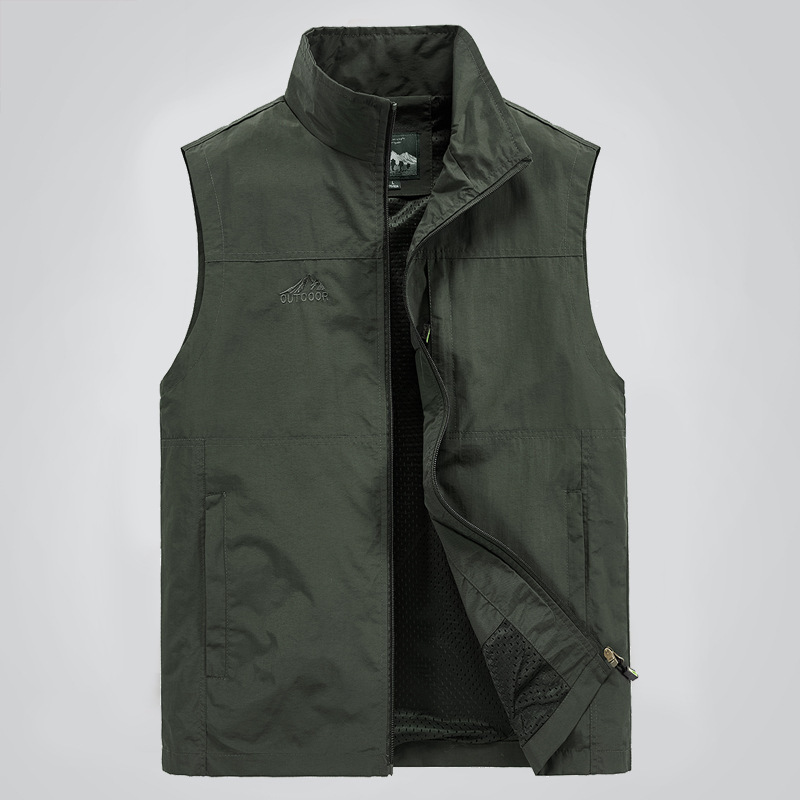 Spring and summer new men's work vest printed logo multi-pocket fishing advertising vest men's work vest