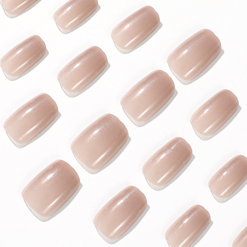 Wear nail nude color Pearl fine flash manicure finished product wholesale wear nail art advanced fake nail piece removable nail art