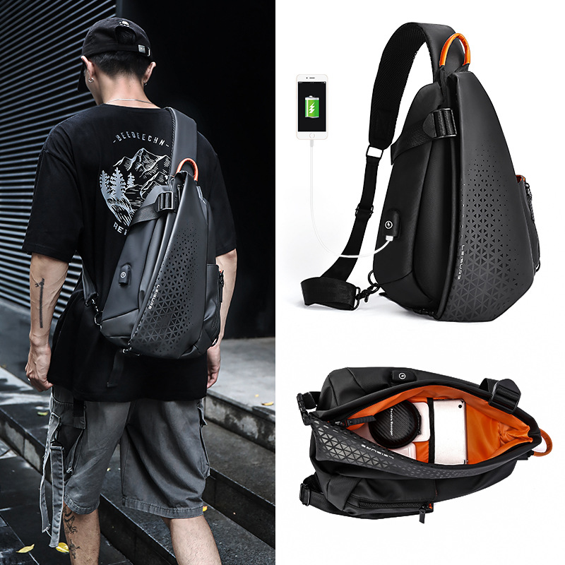 Functional Messenger Bag Men's 2021 New Fashion Large Capacity Shoulder Bag Motorcycle Motorcycle Backpack Trendy Brand Chest Bag