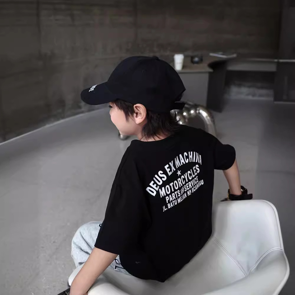 Children's Wear Boy's Short-sleeved T-shirt Spring 2023 New Children's Half-sleeved Baby's Solid Color Trendy Top